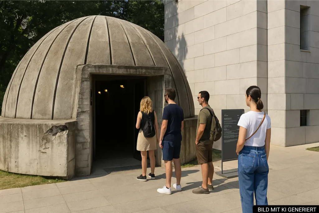 Eingang von Bunk’Art 2 mit Besuchern