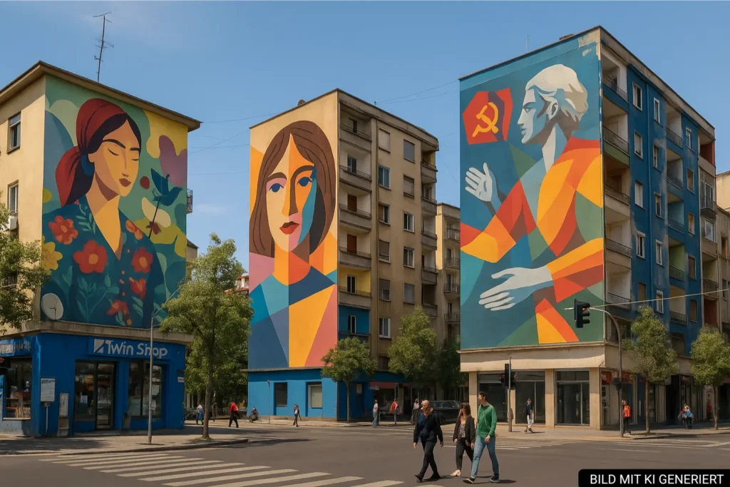 Murals an der Kreuzung Kavaja und Myslym Shyri in Tirana