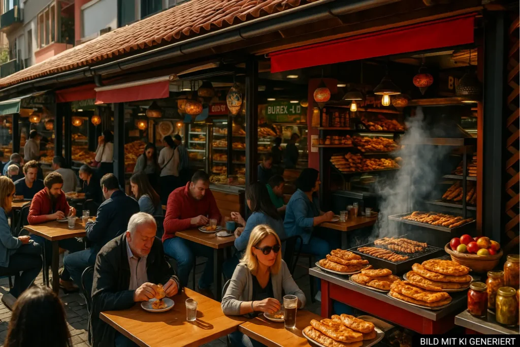 Markt Pazari i Ri in Tirana mit Streetfood-Ständen