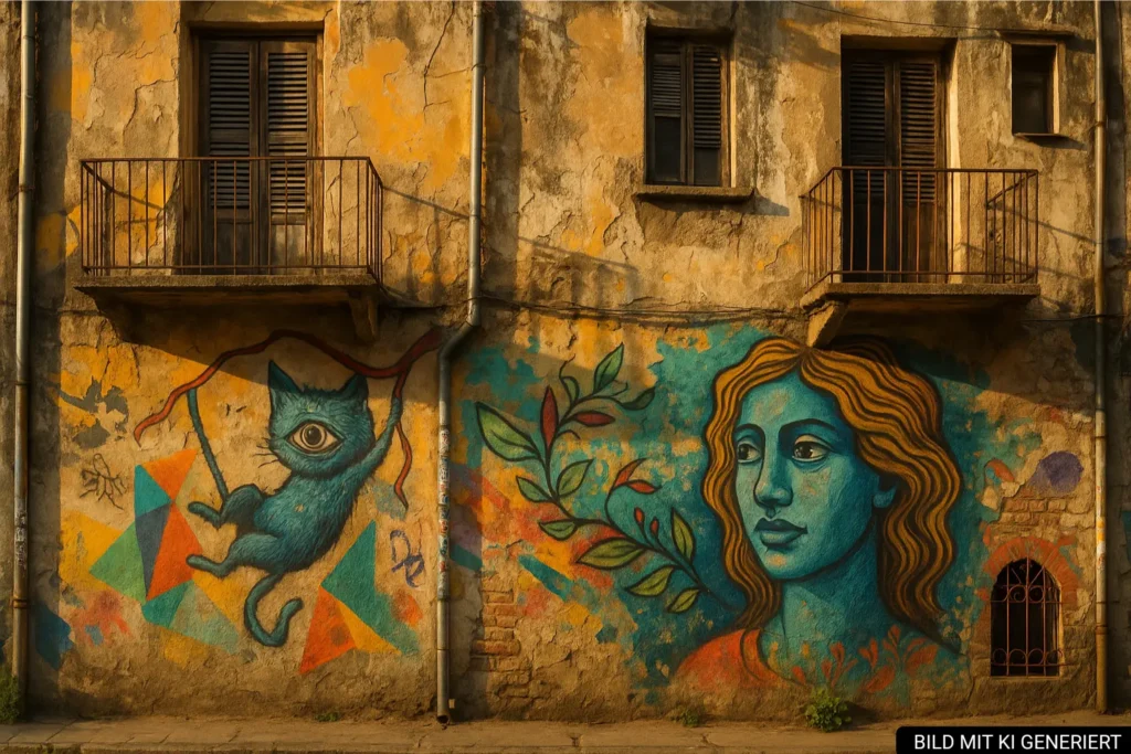 Street Art und alte Häuser im alternativen Viertel von Tirana