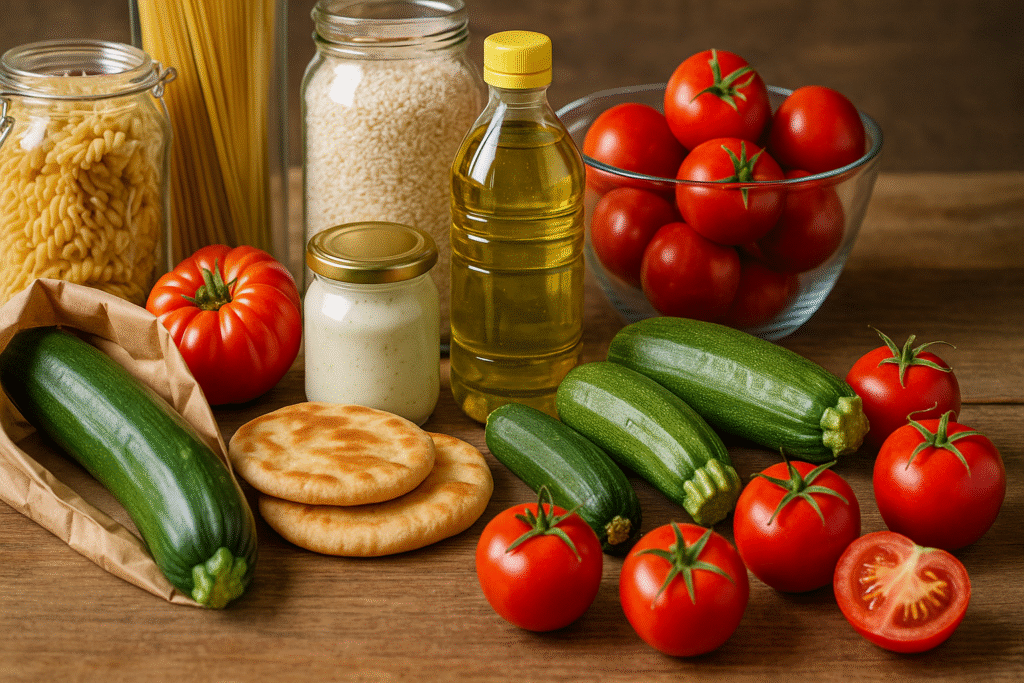Frische Zutaten zum vegetarischen Kochen in Tirana
