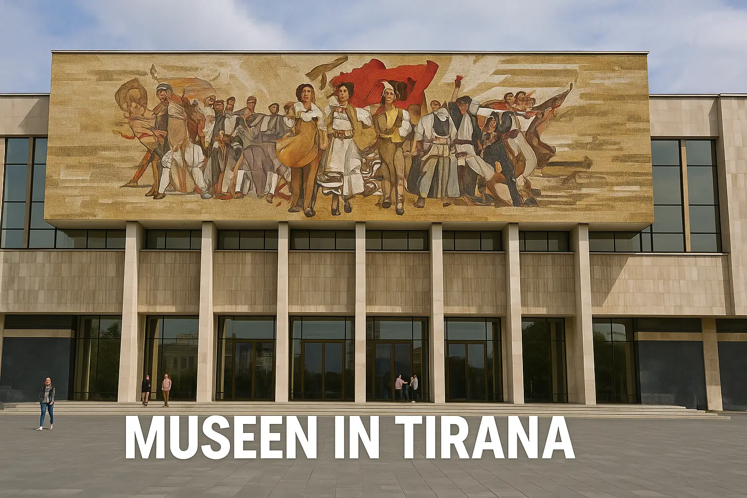 Fassade des Nationalmuseums mit Mosaik in Tirana