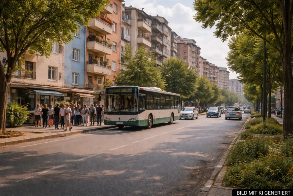 Verkehr und Bus in Tirana