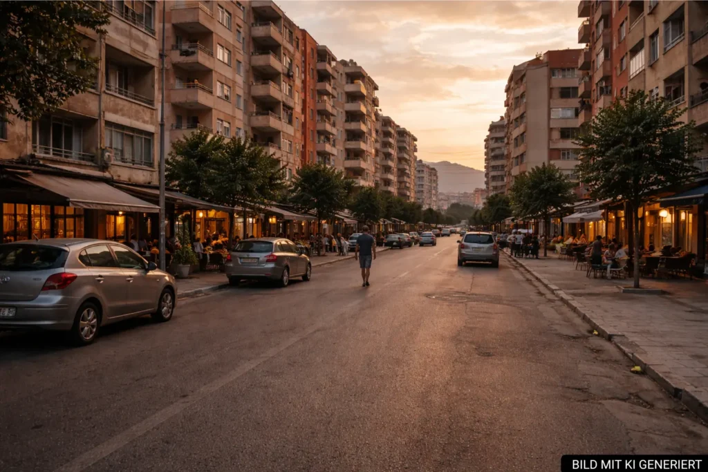 Abendstimmung im Westen von Tirana