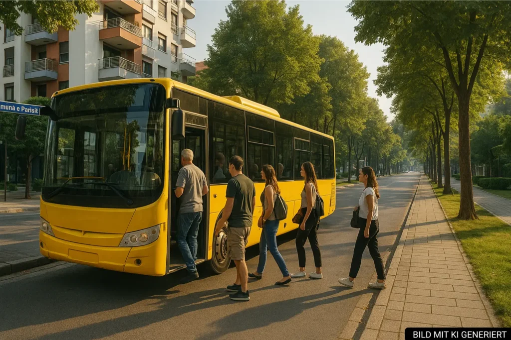 Stadtbus an der Rruga Komuna e Parisit