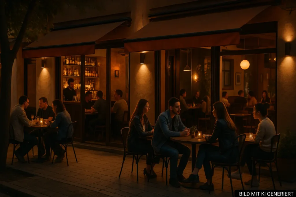 Abendszene im Viertel Komuna e Parisit