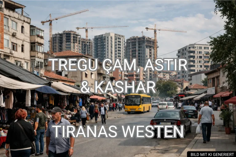 Westen von Tirana mit Tregu Çam, Astir und Kashar