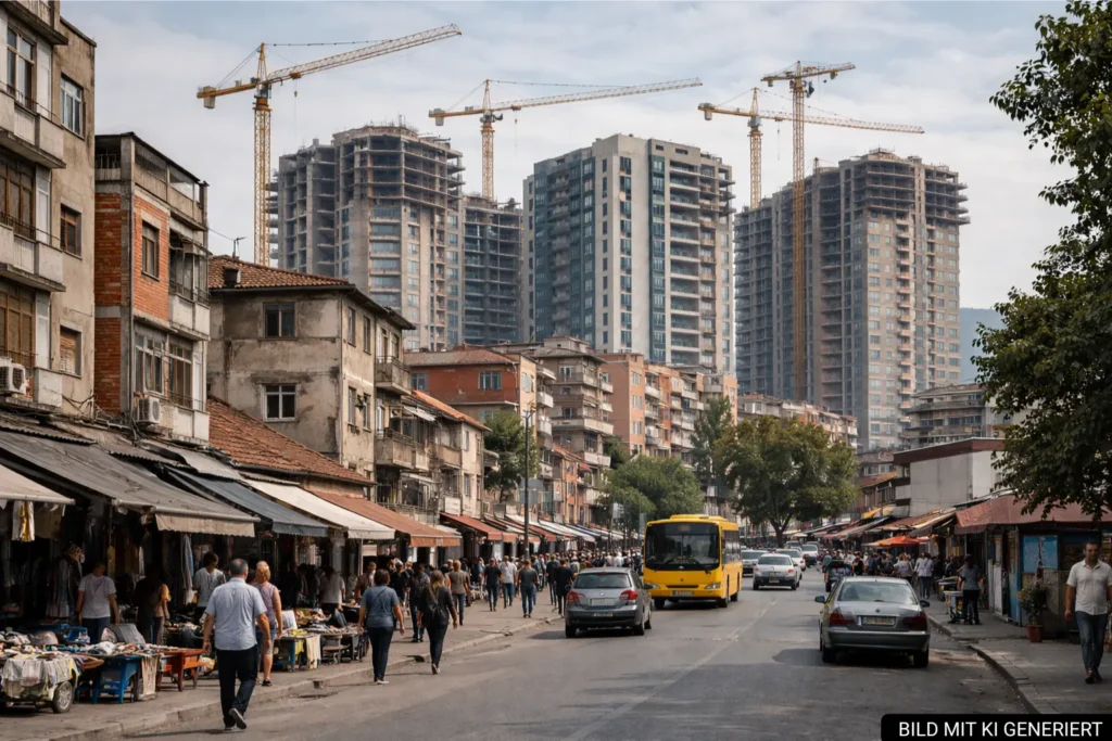 Stadtwachstum im Westen von Tirana